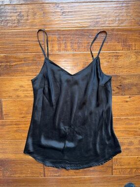 Garnet Hill Black Satin V-Neck Camisole